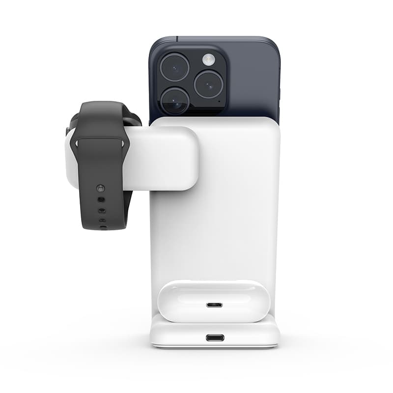 Crong MagSpot Pivot Stand - 3-in-1 Wireless Charger with MagSafe for iPhone, Apple Watch, and AirPods (White) 5