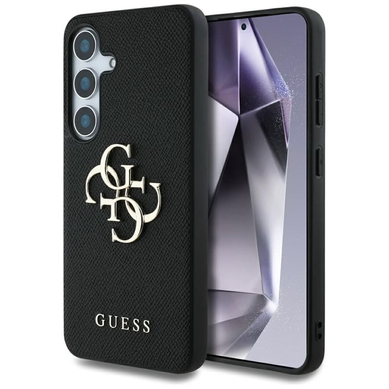 Guess Grained Big 4G Logo Small Classic Logo - Case for Samsung Galaxy S25 (black) 1