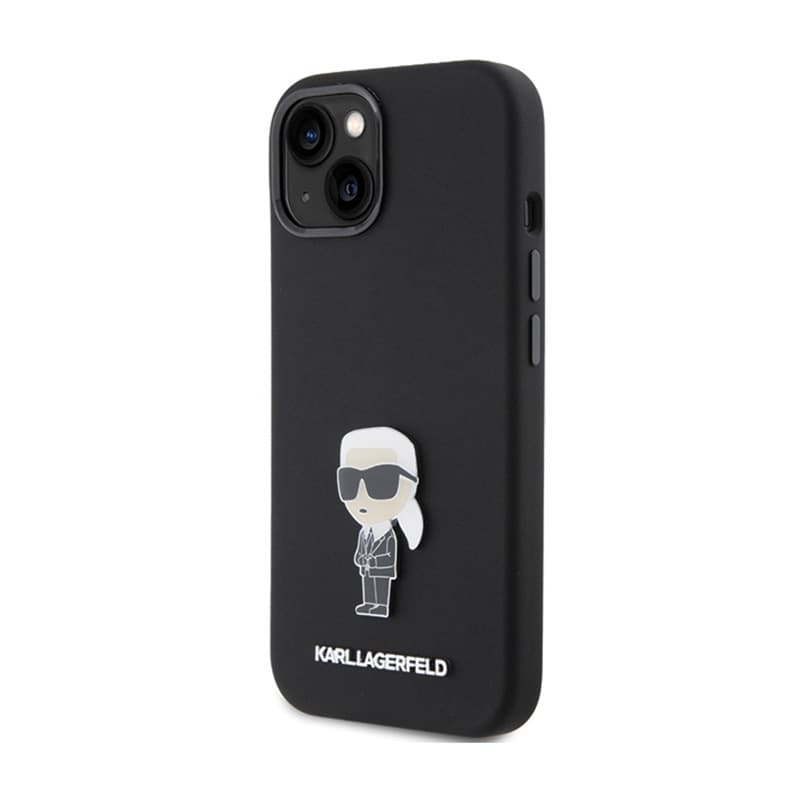 Karl Lagerfeld Silicone Ikonik Metal Pin - iPhone 15 Case (Black) 2