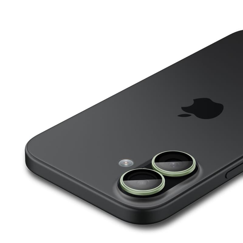 Spigen Optik Pro GLAS.TR EZ Fit Camera Protector 2-Pack - Glass Lens Protector for iPhone 16 / 16 Plus / 17 (2 pcs) (Green) 4