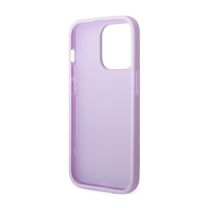 Guess Saffiano Metal Logo Stripes - Case for iPhone 14 Pro (Lilac) 8