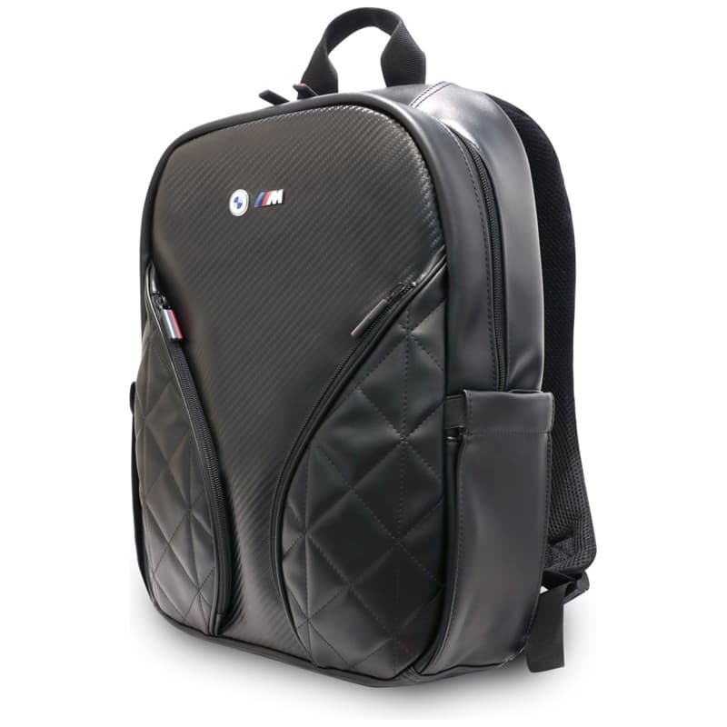 BMW Carbon Pockets & Metal Logo - 16" Notebook Backpack (Black) 2
