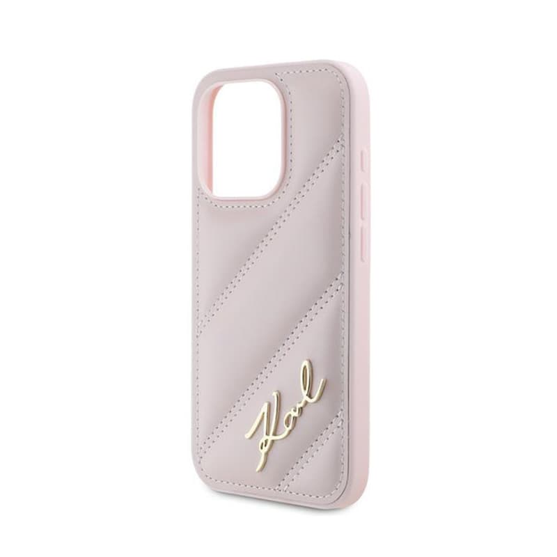 Karl Lagerfeld Diagonal Quilted Script - Case for iPhone 15 Pro (Pink) 6