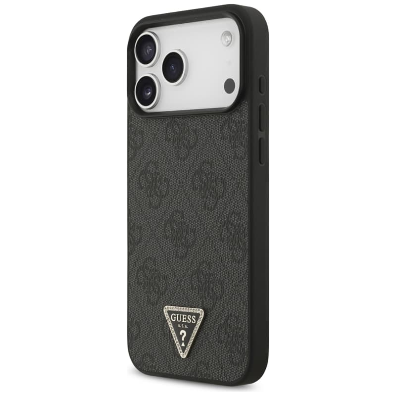 Guess Leather 4G Triangle Strass MagSafe - Case iPhone 17 Pro Max (Black) 2