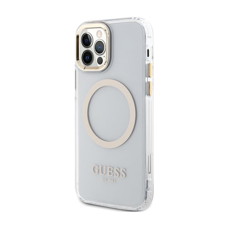 Guess Metal Outline MagSafe - Case for iPhone 12 / iPhone 12 Pro (Transparent / Gold) 2