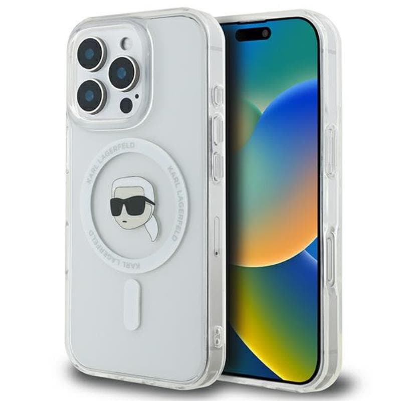 Karl Lagerfeld IML Metal Karl Head MagSafe - Case for iPhone 16 Pro (white) 1