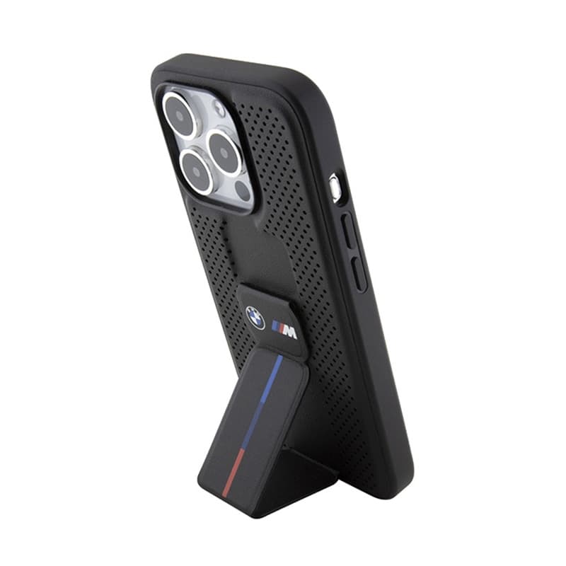 BMW Grip Stand Smooth & Perforated - Case for iPhone 15 Pro (Black) 2