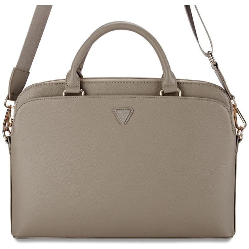 Guess Grained Zipper Pocket Triangle Logo - Laptop Bag 15" (brown)
