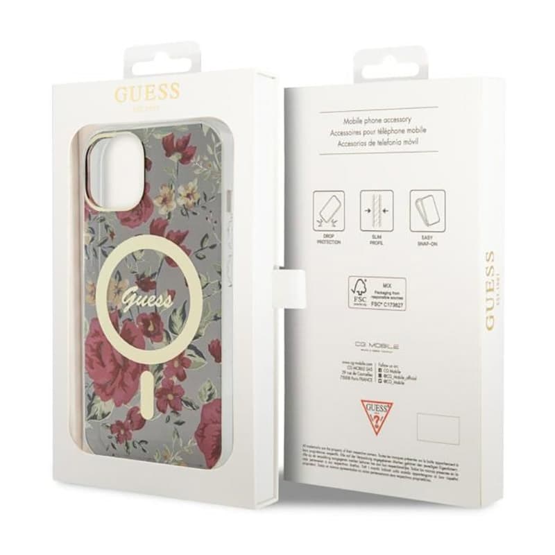 Guess Flower MagSafe - Case for iPhone 14 Plus (Green) 8