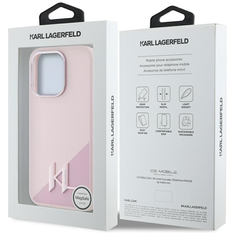 Karl Lagerfeld Silicone Shadow Metal Initial MagSafe - Case for iPhone 15 Pro Max (pink) 8
