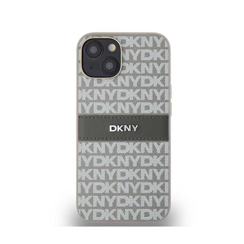 DKNY Leather Mono Stripe & Metal Logo - iPhone 14 / 15 / 13 Case (beige) 3