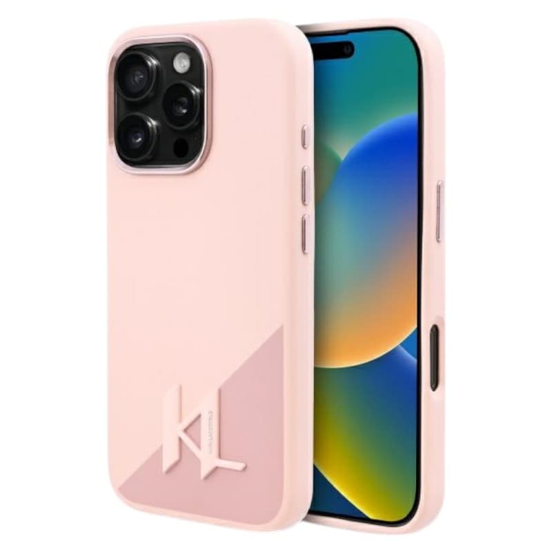 Karl Lagerfeld Silicone Shadow Metal Initial MagSafe - Case for iPhone 16 Pro Max (pink)