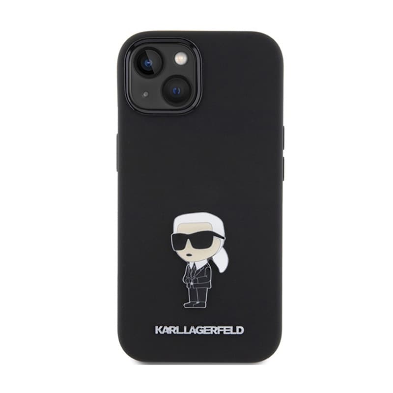 Karl Lagerfeld Silicone Ikonik Metal Pin - iPhone 15 Case (Black) 3