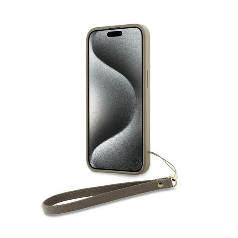 DKNY Wrist Strap Stock Logo - Case for iPhone 15 Pro (Beige) 4