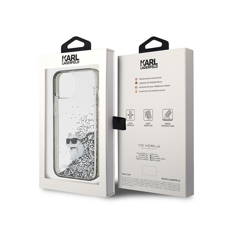 Karl Lagerfeld Liquid Glitter Choupette - iPhone 15 Case (Transparent) 8