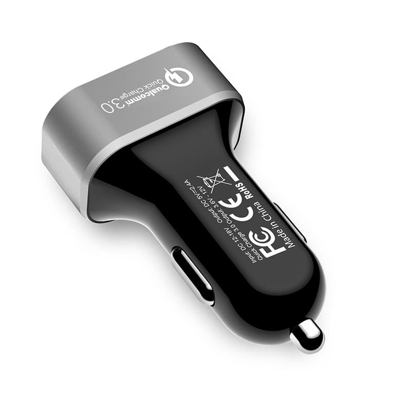 Crong Power Car Charger 30W - USB QuickCharge 3.0 Car Charger + USB 2.4A (Aluminum) 5