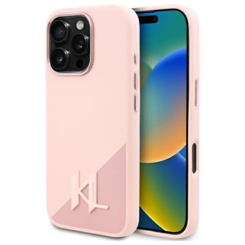 Karl Lagerfeld Silicone Shadow Metal Initial MagSafe - Case for iPhone 16 Pro (pink)