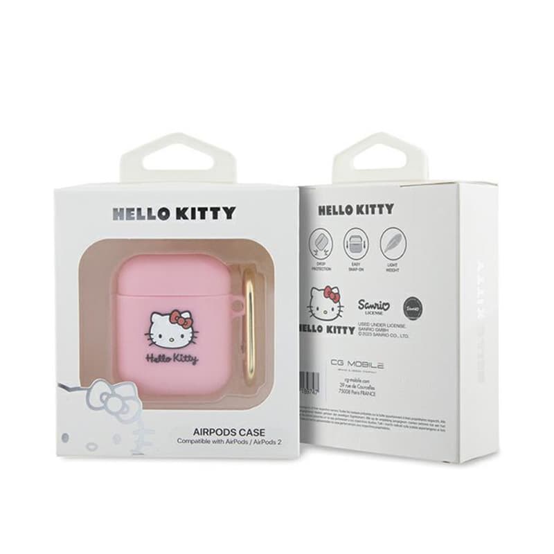 Hello Kitty Silicone 3D Kitty Head - Case for AirPods 1/2 gen (pink) 3