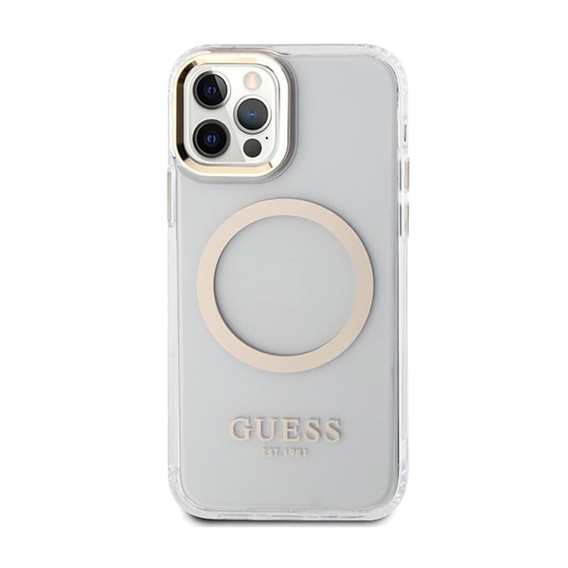 Guess Metal Outline MagSafe - Case for iPhone 12 / iPhone 12 Pro (Transparent / Gold) 3