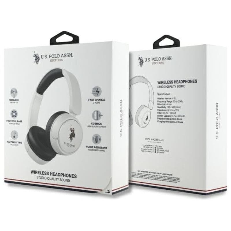 US Polo Assn DH Color Logo - Wireless Over-Ear Bluetooth Headphones V5.3 (white) 4
