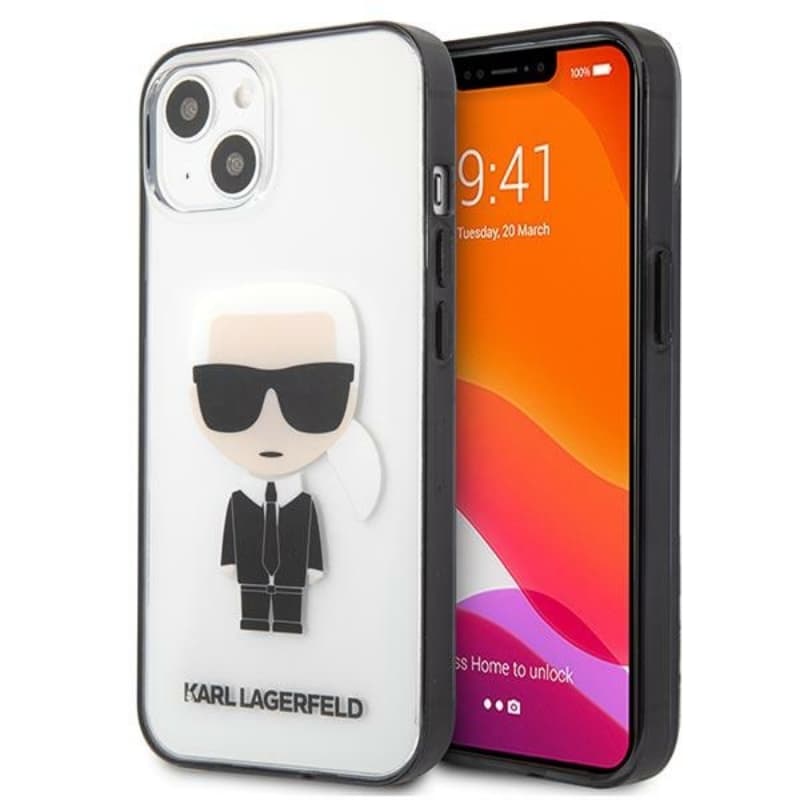 Karl Lagerfeld Ikonik Karl - Case for iPhone 13 mini (Transparent / Black Frame) 1
