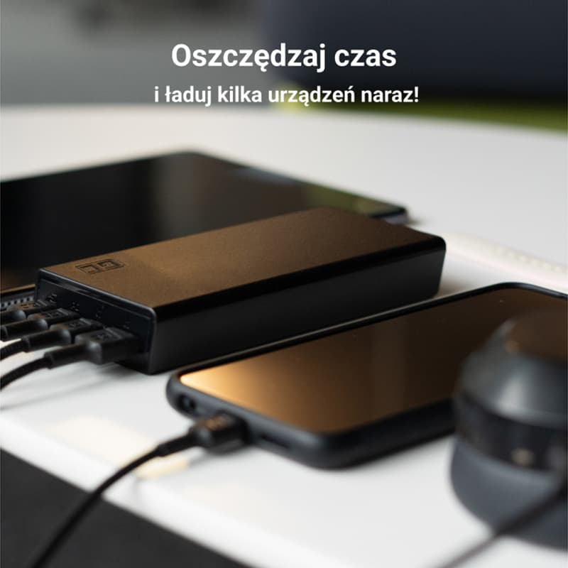 Green Cell PowerPlay20s - Power Bank 20000 mAh with USB-A QuickCharge 3.0 and 2x USB-C Power Delivery 22.5W (black) 4