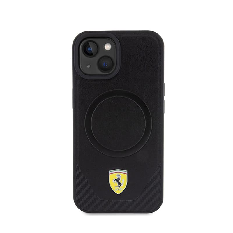 Ferrari Carbon Metal Logo MagSafe - Case for iPhone 15 (black) 3