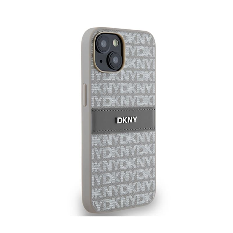 DKNY Leather Mono Stripe & Metal Logo - iPhone 14 / 15 / 13 Case (beige) 4