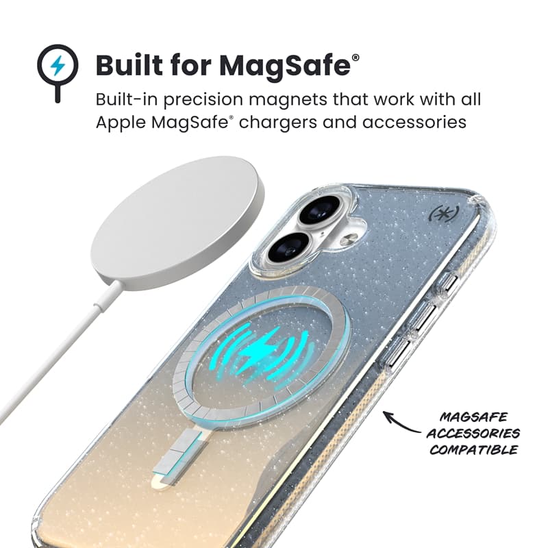 Speck Presidio Lux MagSafe - iPhone 17 Case (Hyper Mirror Glitter / Silver Metallic) 4