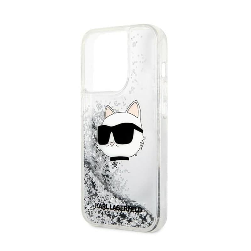 Karl Lagerfeld Liquid Glitter NFT Choupette Head - Case for iPhone 14 Pro (Silver) 6