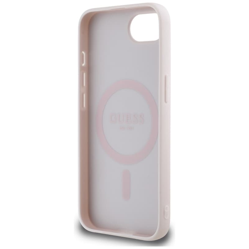 Guess Grained Hot Stamp Peony Triangle Logo MagSafe - Case for iPhone 16e (beige) 7