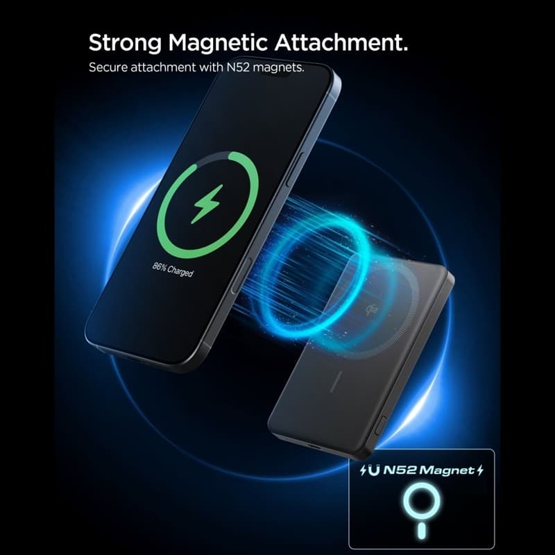 Spigen EA2205MQ Essential - Power Bank MagSafe 5000 mAh 22.5W Qi2 (Black) 5