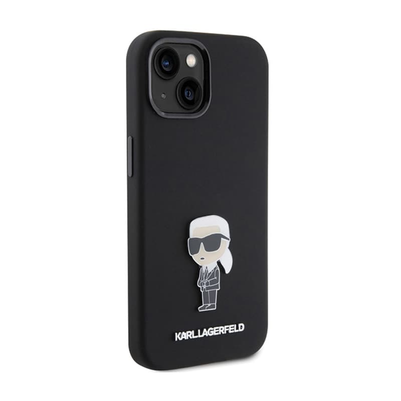Karl Lagerfeld Silicone Ikonik Metal Pin - iPhone 15 Case (Black) 4