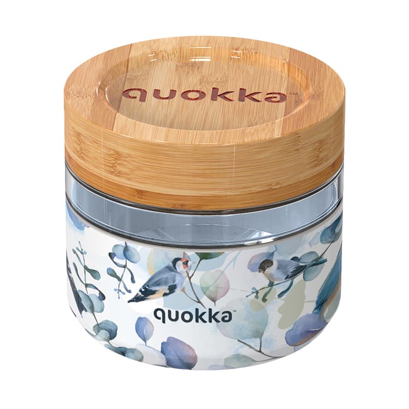 Quokka Deli Food Jar - Glass Food Container / Lunchbox 500 ml (Blue Nature)