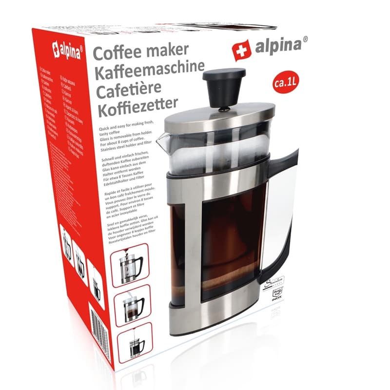 Alpina - French Press 1L Coffee Maker 10x23 cm 6