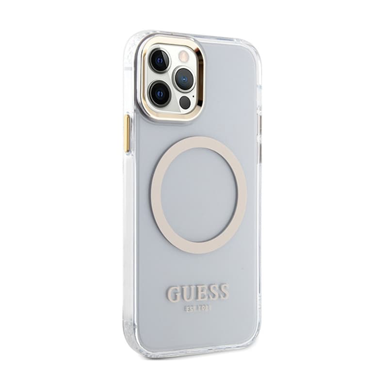 Guess Metal Outline MagSafe - Case for iPhone 12 / iPhone 12 Pro (Transparent / Gold) 4