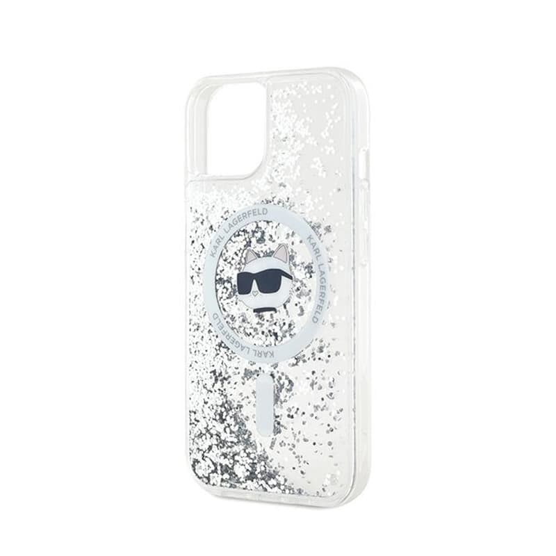 Karl Lagerfeld Liquid Glitter Choupette Head MagSafe - Case for iPhone 15 / 14 / 13 (Transparent) 6