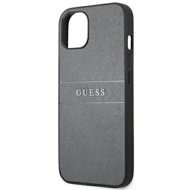 Guess Saffiano Metal Logo Stripes - Case for iPhone 13 mini (Grey) 6