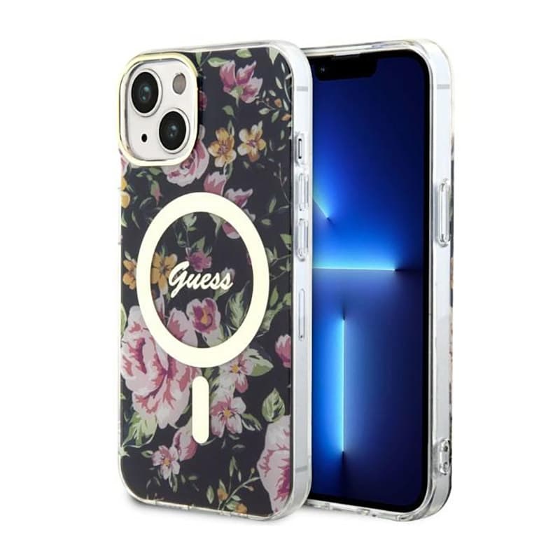 Guess Flower MagSafe - Case for iPhone 14 Plus (Black) 1