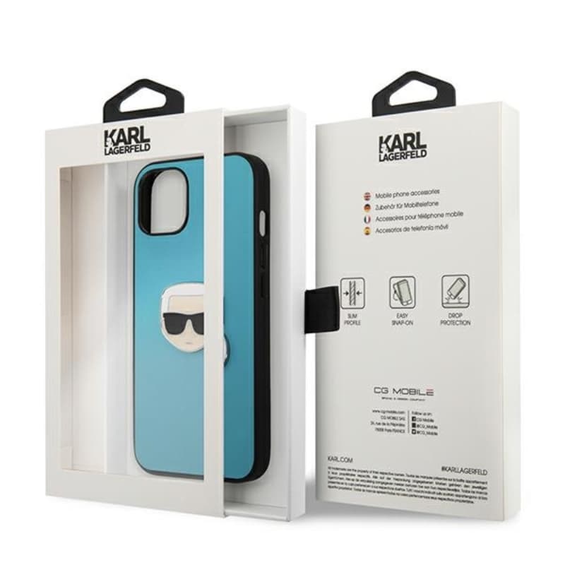 Karl Lagerfeld PU Leather Karl's Head Metal - Case for iPhone 13 mini (Blue) 8