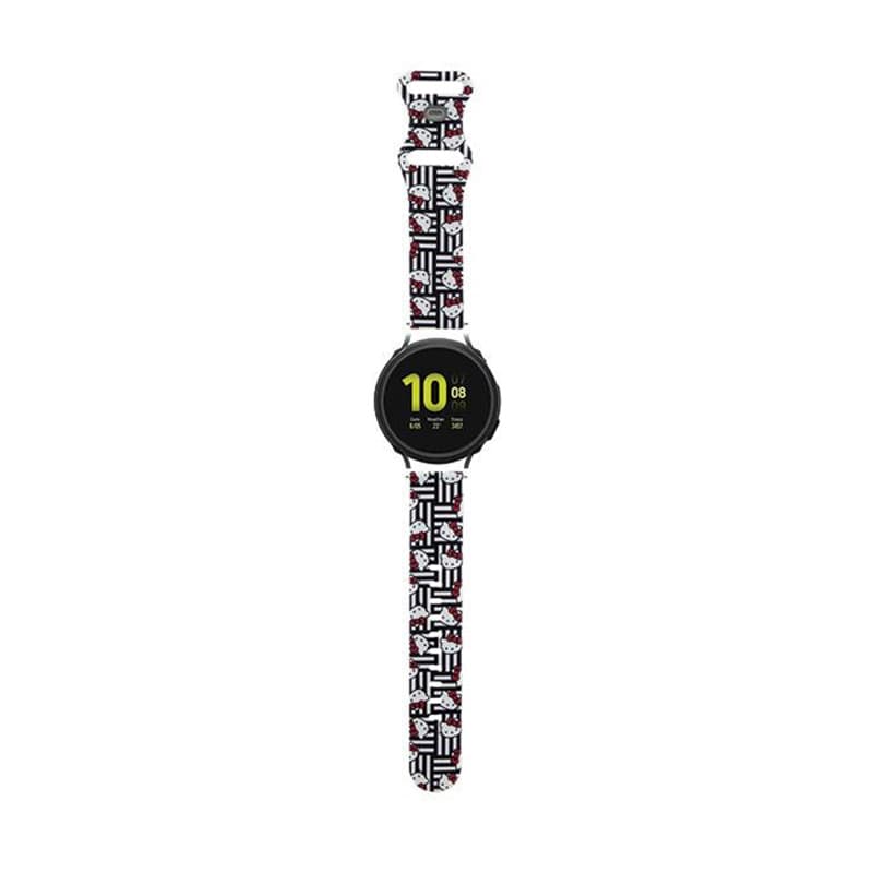 Hello Kitty Silicone Heads & Stripes - Universal strap for smartwatch 20 mm (black) 1