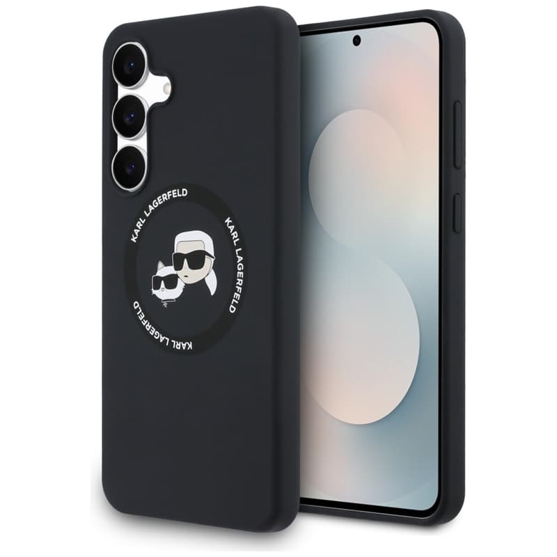 Karl Lagerfeld Silicone Karl & Choupette Heads MagSafe – Case Samsung Galaxy S25 FE (black)