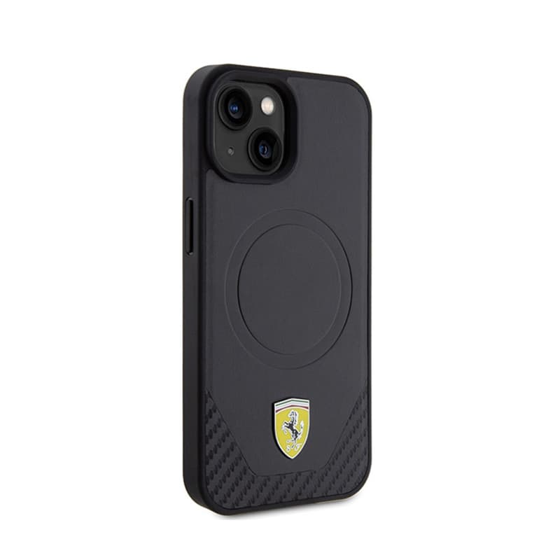 Ferrari Carbon Metal Logo MagSafe - Case for iPhone 15 (black) 4