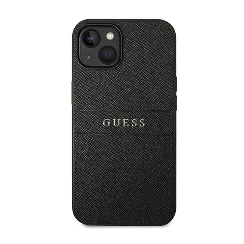 Guess Saffiano Metal Logo Stripes - Case for iPhone 14 Plus (Black) 3