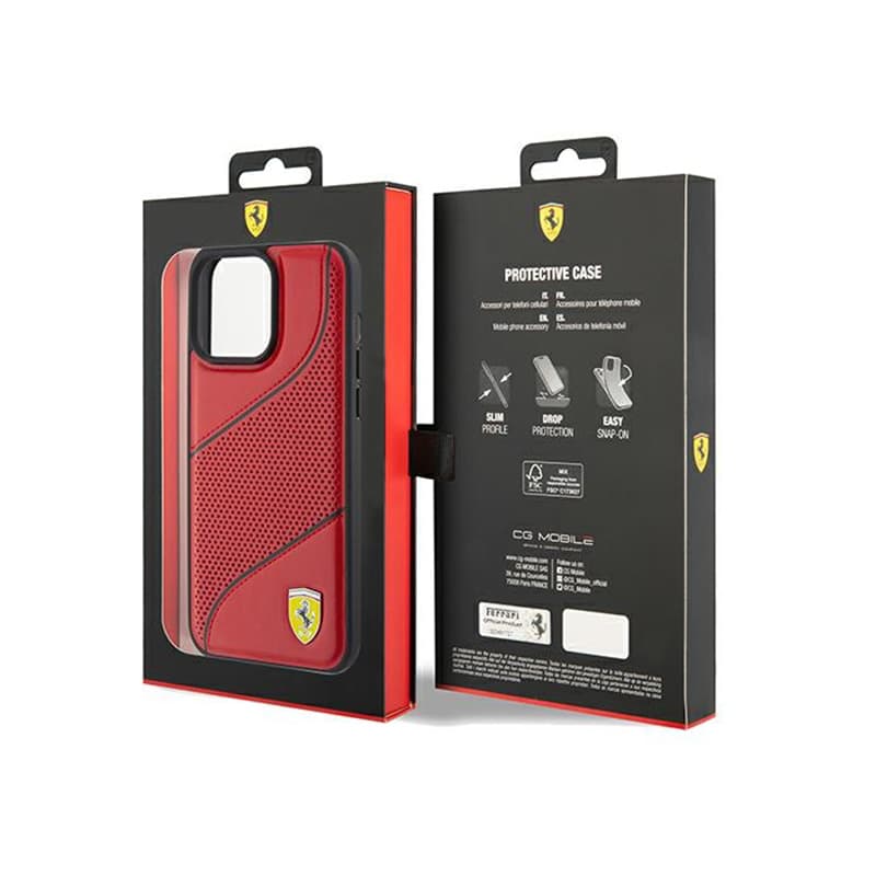 Ferrari Perforated Waves Metal Logo - Case for iPhone 15 Pro Max (Red) 8