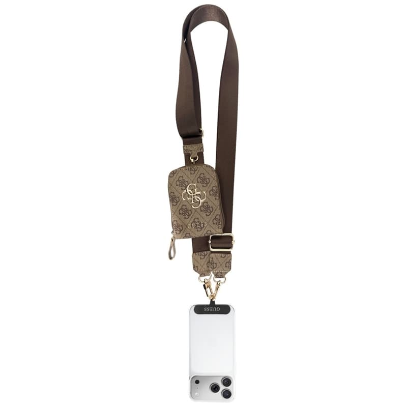 Guess 4G Metal Logo Universal Crossbody Phone Strap Small Purse - Lanyard/Shoulder Strap with Phone Wallet (Brown) 2