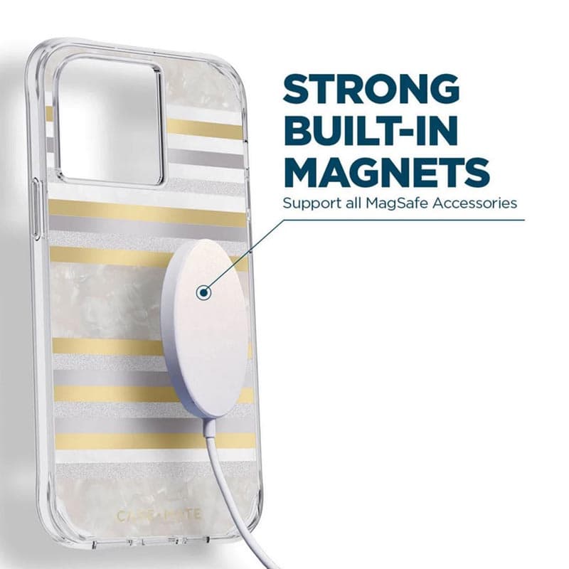 Case-Mate Pearl Stripes MagSafe - Case decorated with mother-of-pearl for iPhone 14 Pro (Pearl Stripes) 7