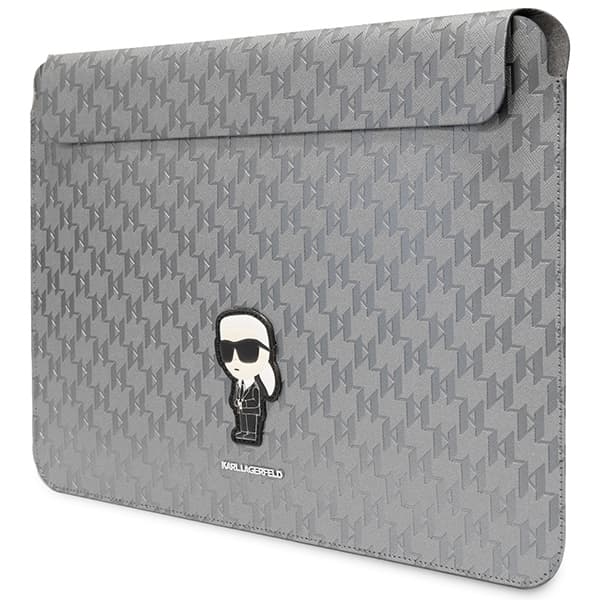 Karl Lagerfeld NFT Saffiano Monogram Ikonik Karl Sleeve - 14" Notebook Case (Silver) 2