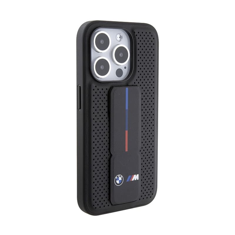 BMW Grip Stand Smooth & Perforated - Case for iPhone 15 Pro (Black) 5