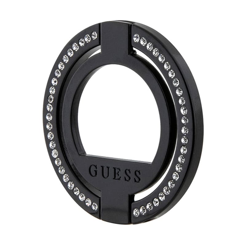 Guess MagSafe Ring Stand Rhinestone - Magnetic finger holder for phone with stand function (Black) 2